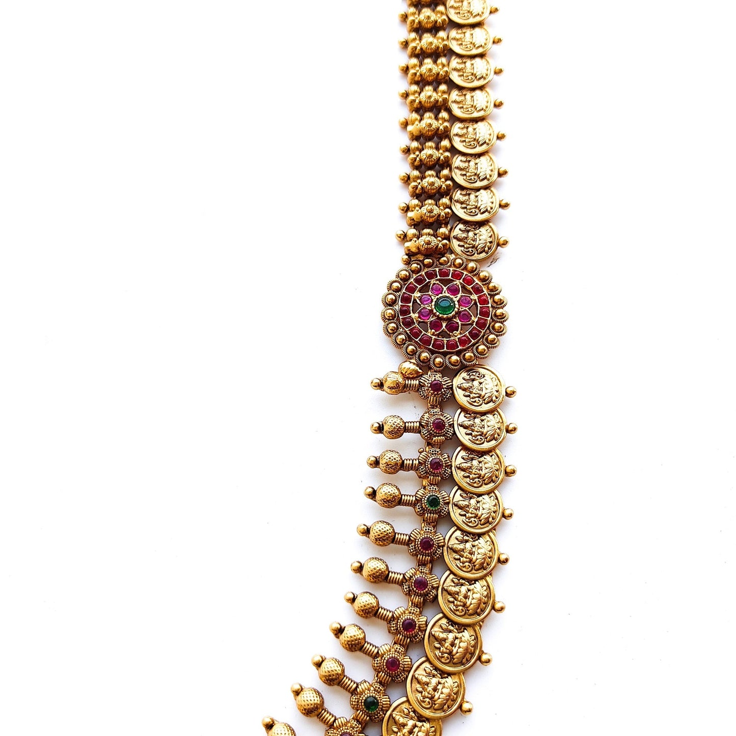 antique long necklace set with maangtikka