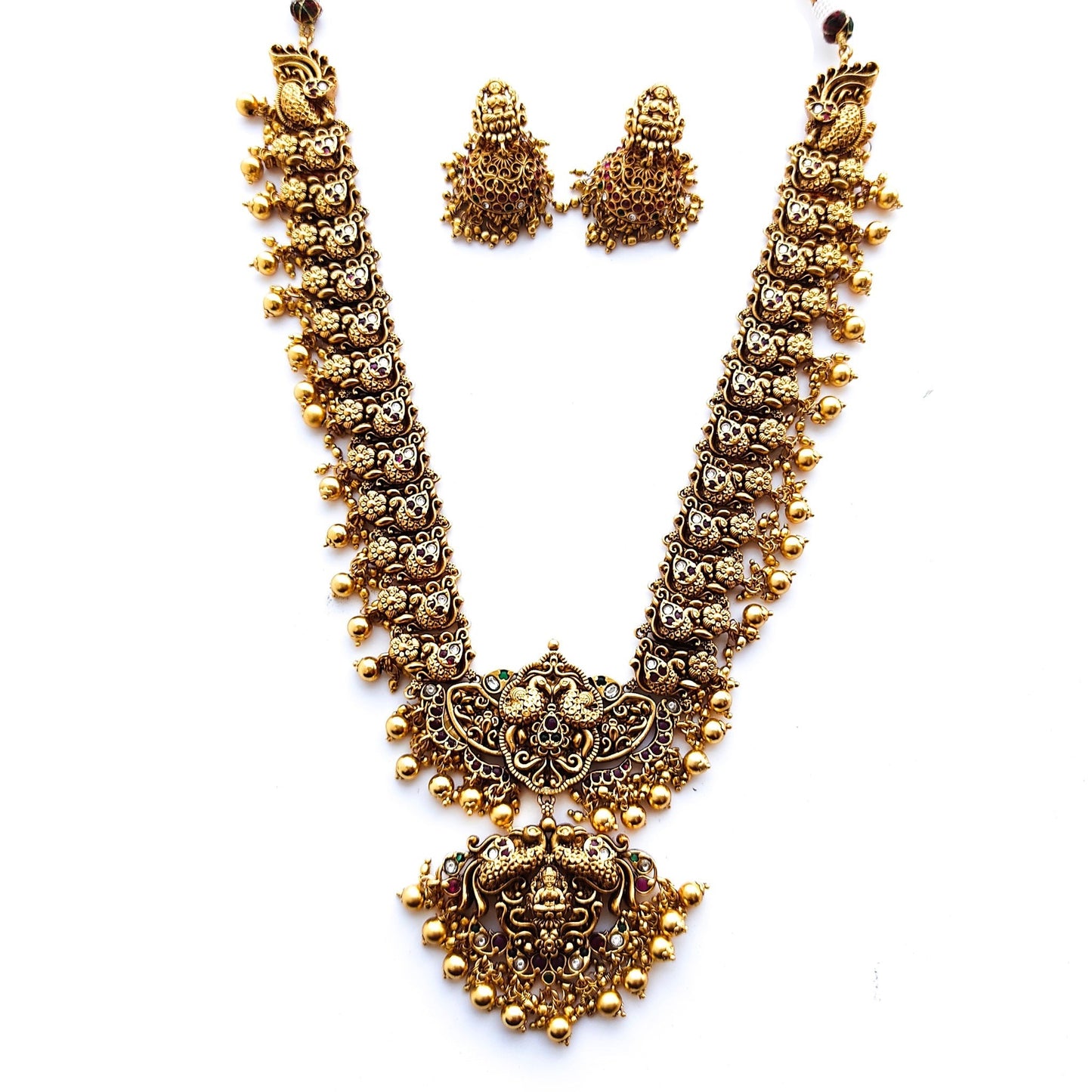 antique gold long necklace set