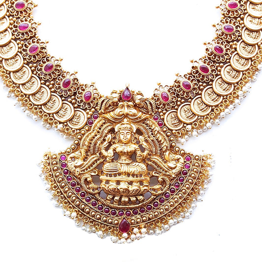 antique long necklace, temple jewellery