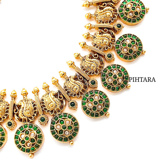 green stone antique necklace set