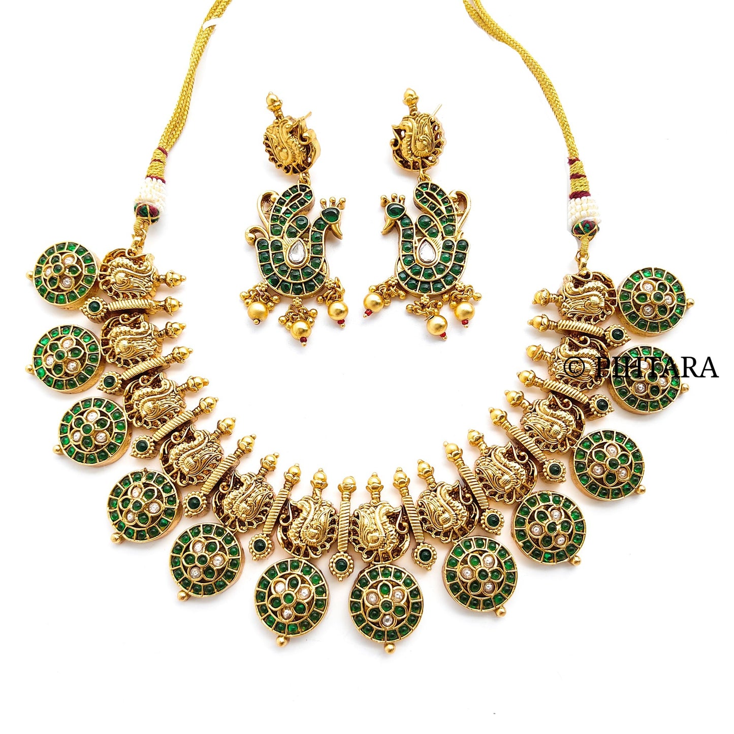 green stone antique necklace set