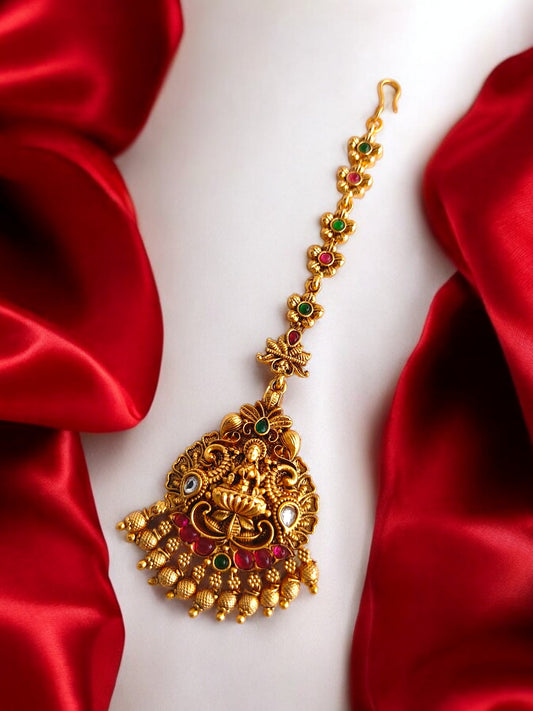 Antique gold maang tikka 
