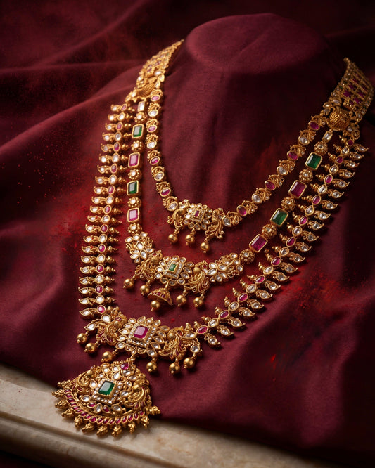 Gold-plated Bridal jewellery necklace set 