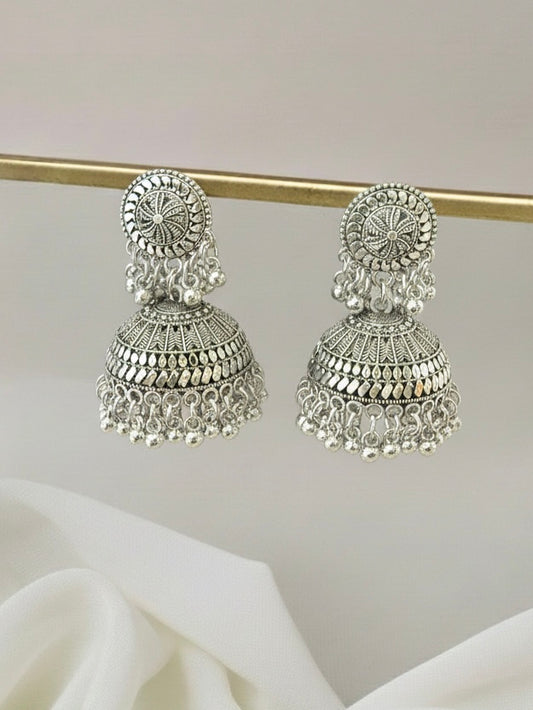 Silver-plated jhumkas