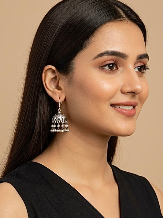 Silver-plated jhumkas
