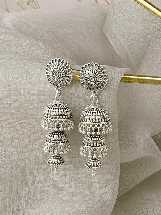 Silver-plated jhumkas