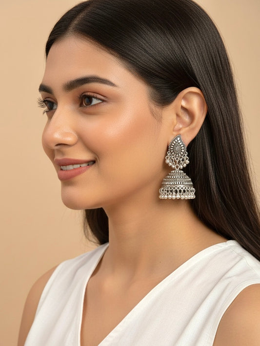 Silver-plated jhumkas