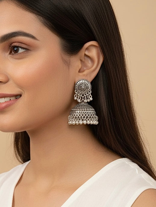 Silver-plated jhumkas