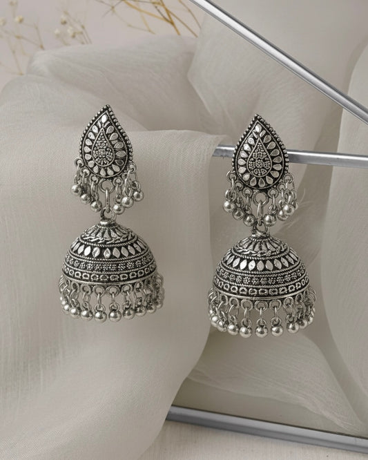 Silver-plated jhumkas