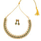 Green stone necklace set with pearls