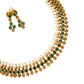 Green stone necklace set with pearls