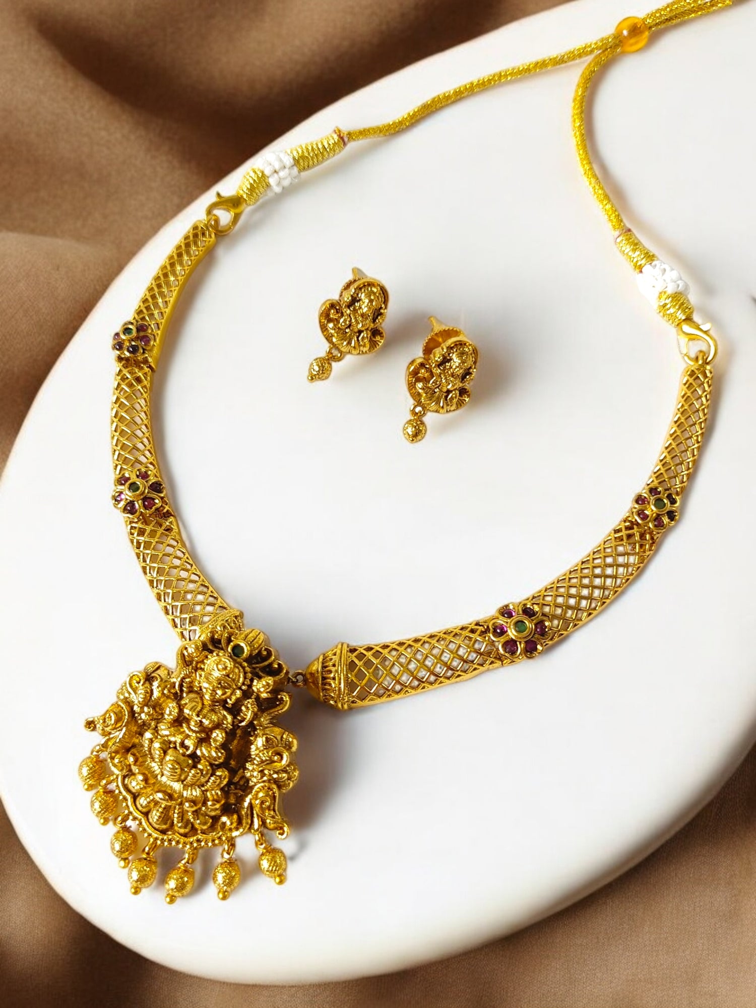 Hasli style necklace set  temple jewellery for women