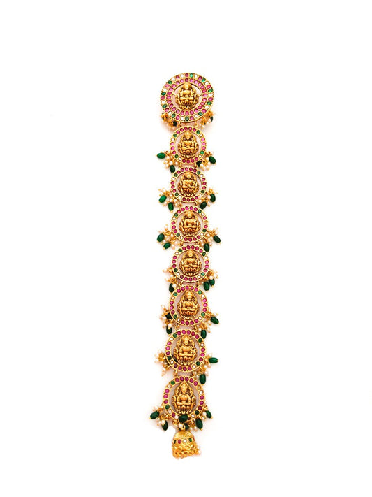 Short antique gold jadai for short stylized braid hair style