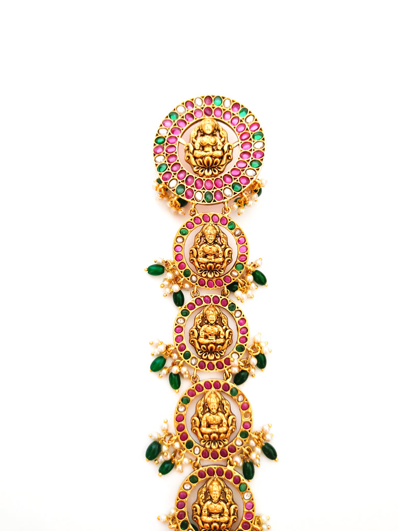 Short antique gold jadai for short stylized braid hair style