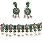 silver oxidised choker set with green stones