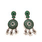 silver oxidised choker set with green stones