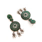 silver oxidised choker set with green stones