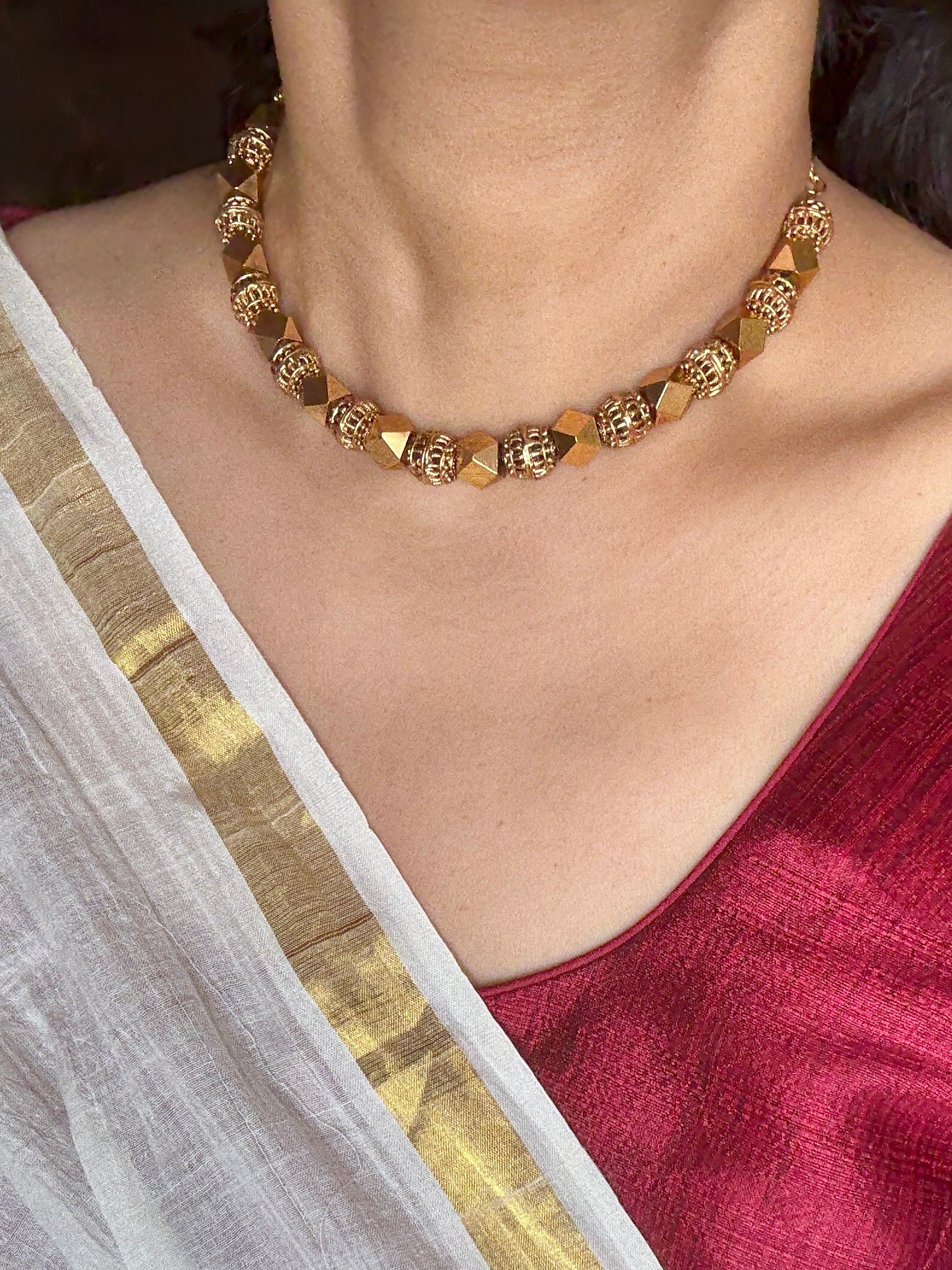 plain gold plated necklace set for women