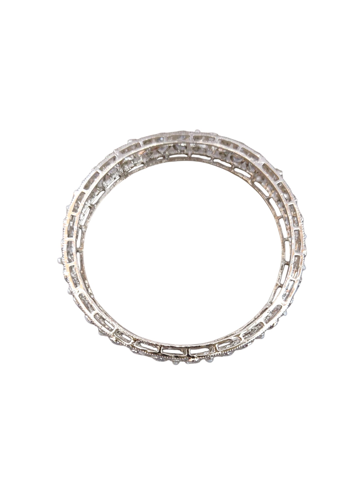 silver plated kundan bangles with pearl for women