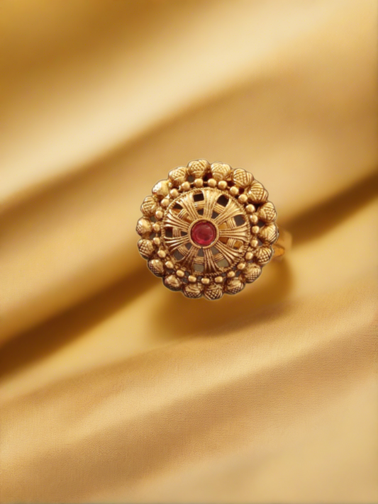 Gold plated antique finger ring for women