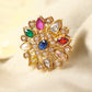 bridal navratna & kundan finger ring for women