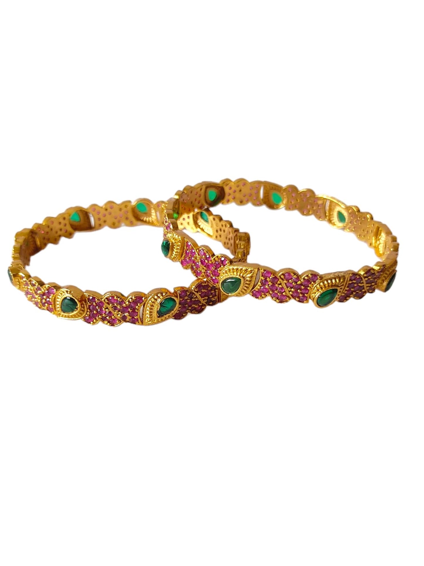 Red kemp stone bangles for women