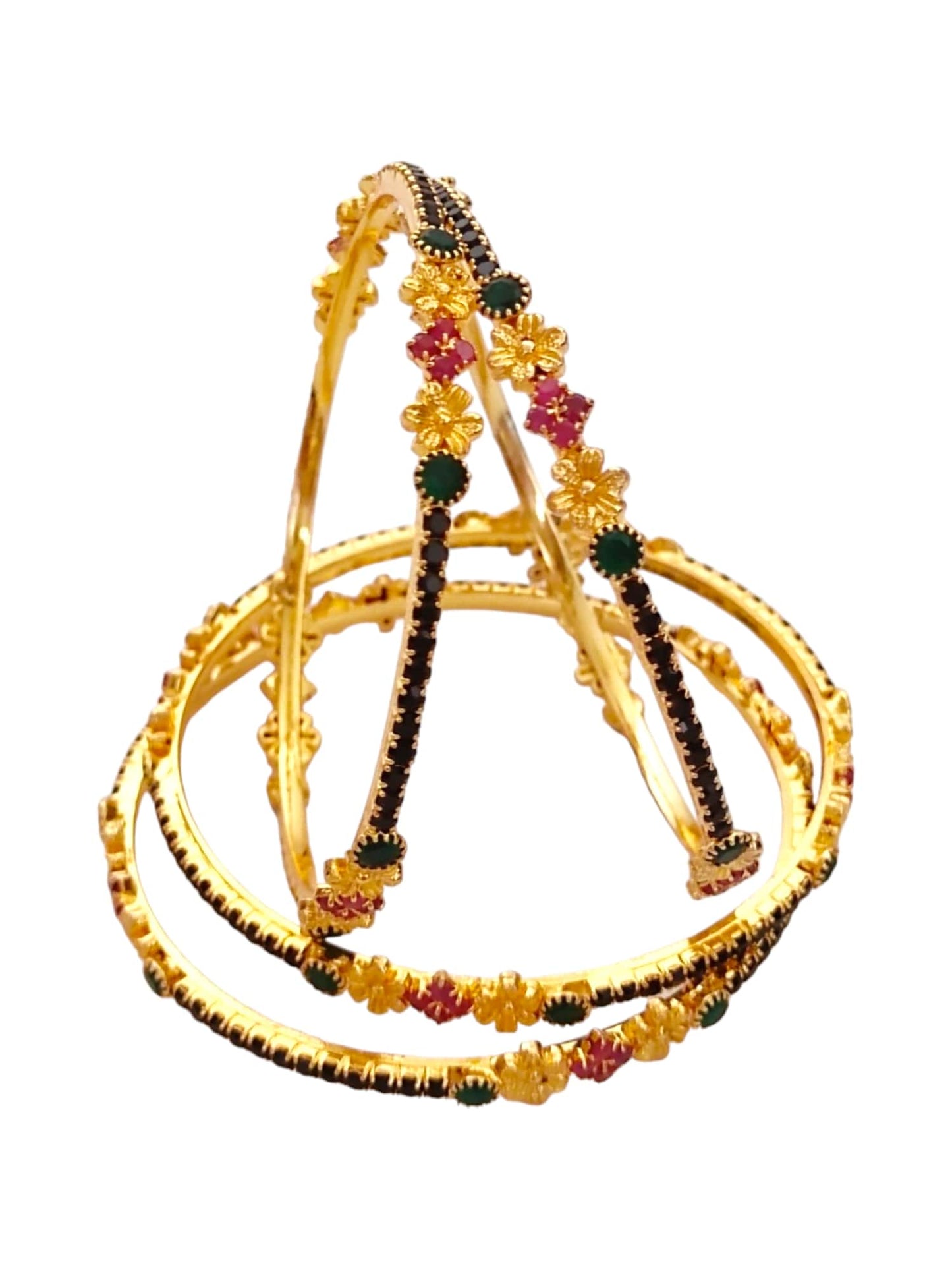 thin green stone bangles for women
