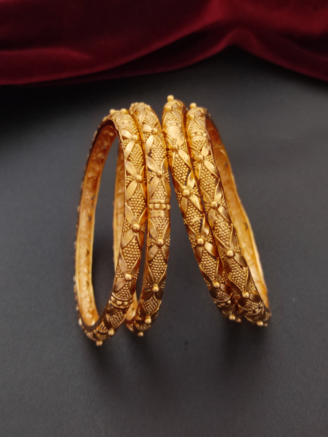 Matte finish Gold Plated Bangles  set for women