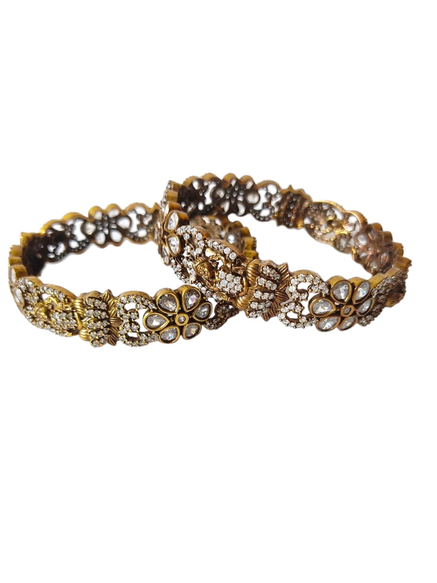victorian oxidised gold bangles temple bangles