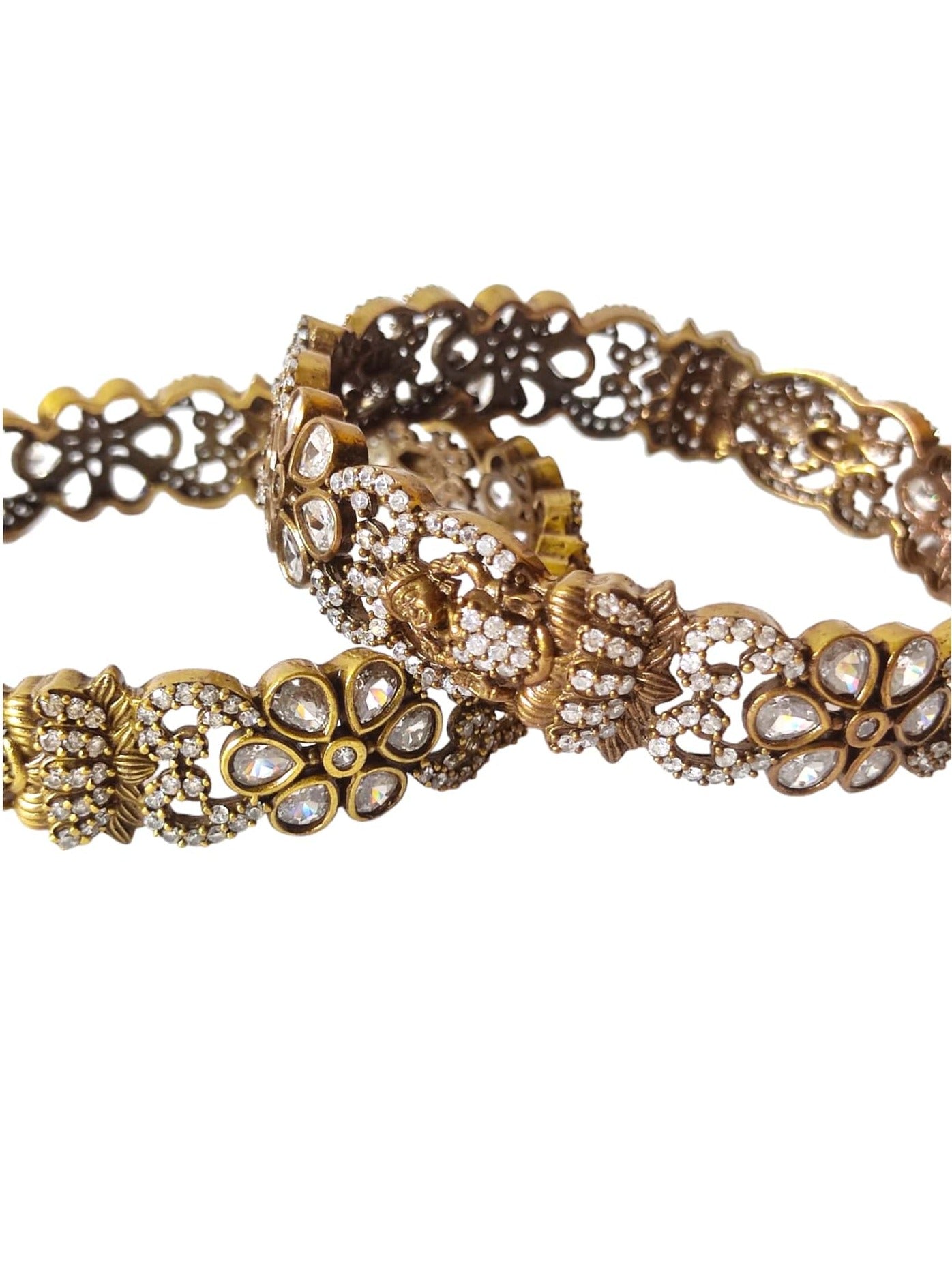 victorian oxidised gold bangles temple bangles