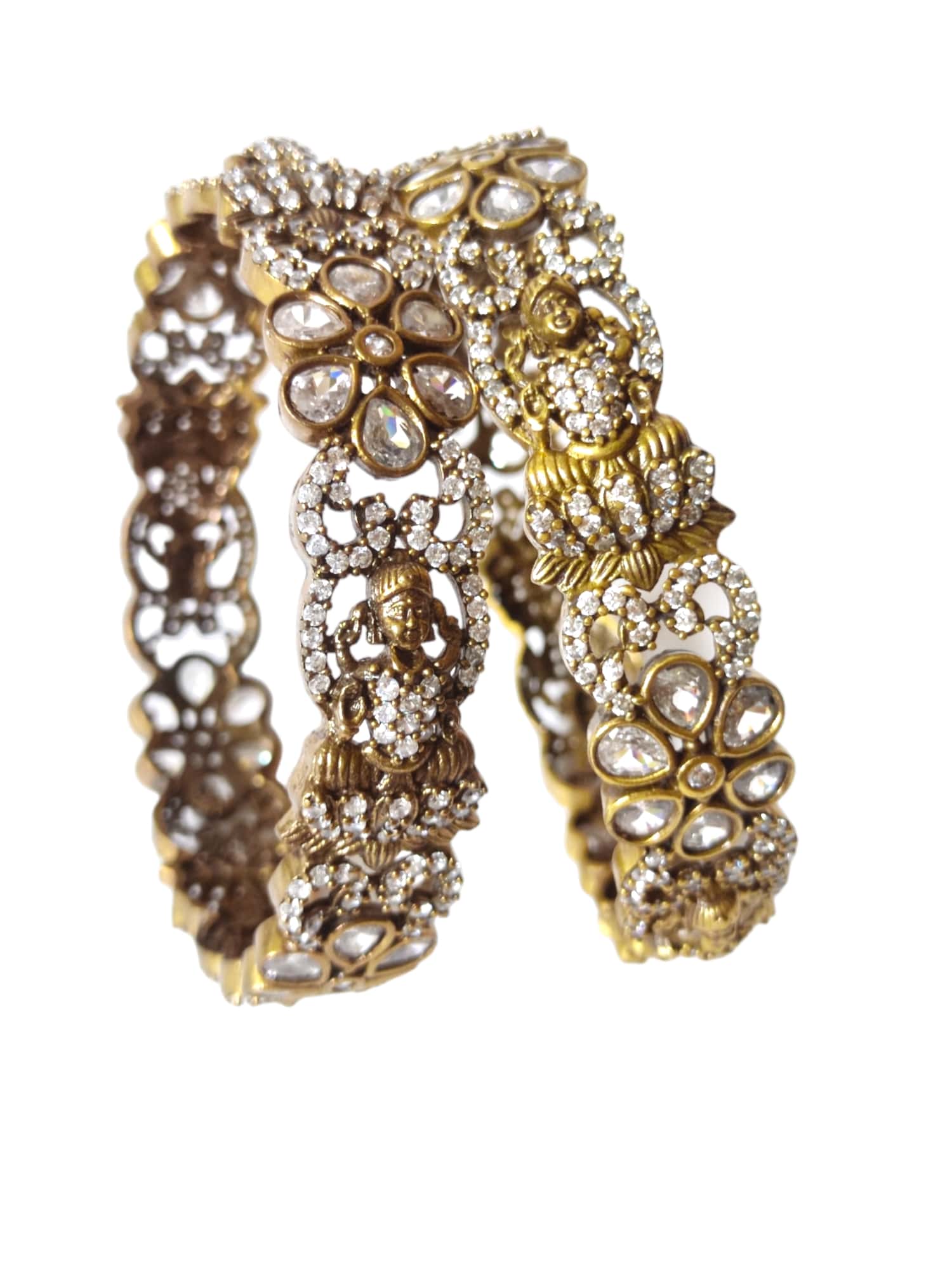 victorian oxidised gold bangles temple bangles