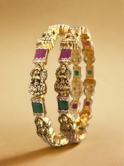 Antique Gold Lakshmi Bangles for parties, functions and weddings 