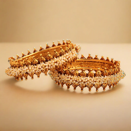 pearl gold kada screw bangles