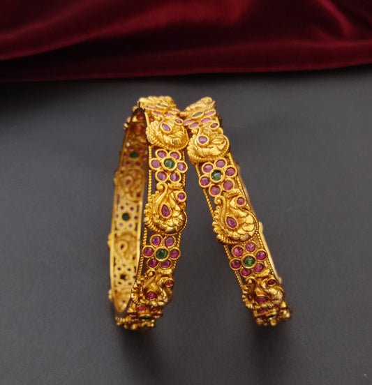 Antique Gold Temple jewellery Bangles for women