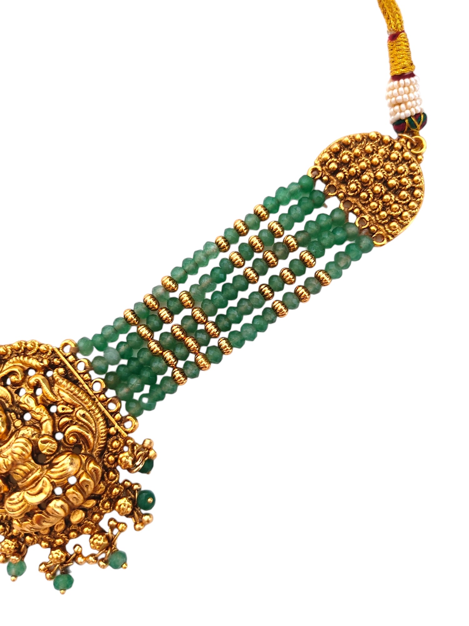 Green Beads Choker Set Temple Jewellery