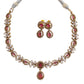victorian oxidised gold jewellery set with red stones for women