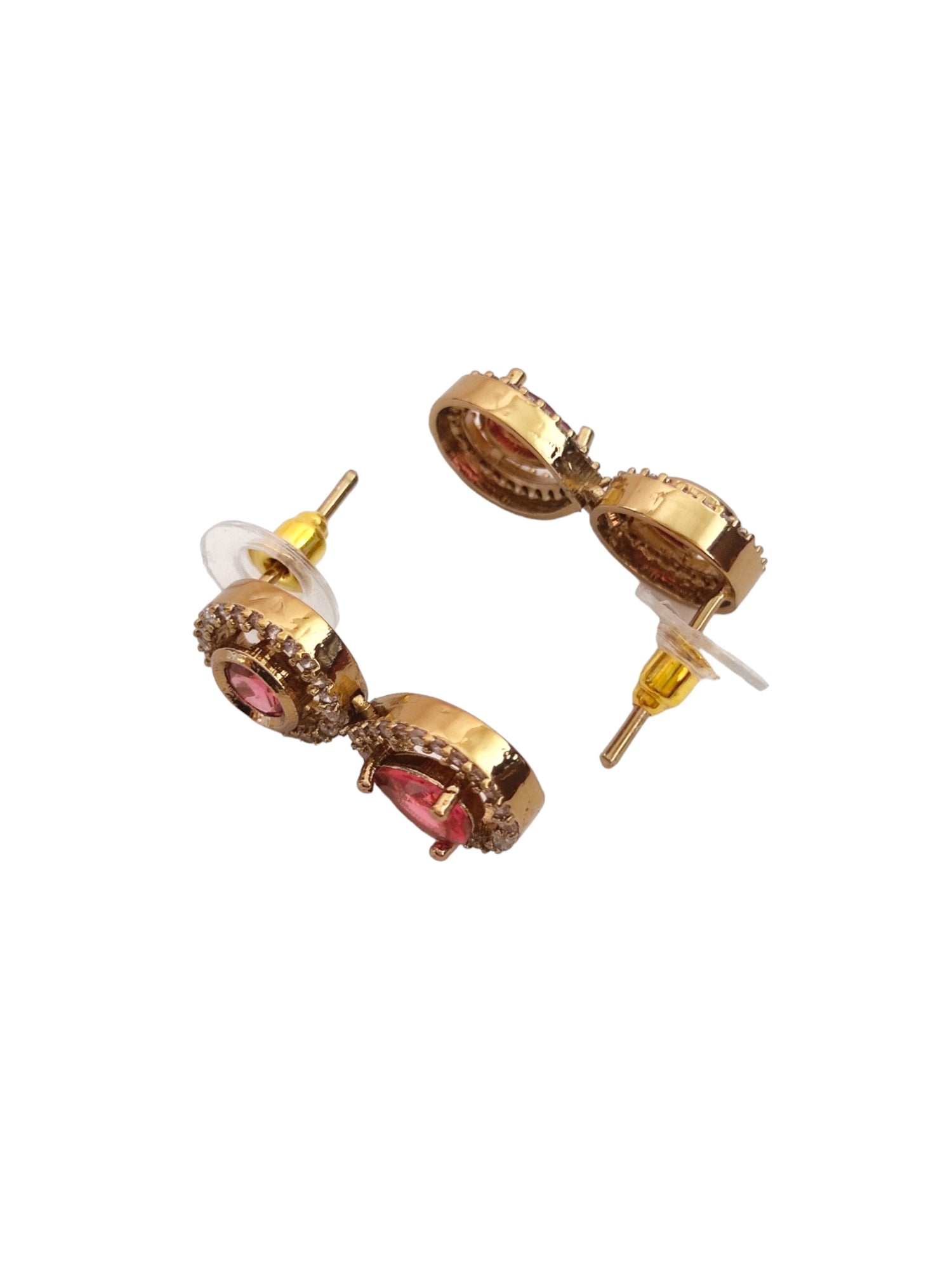 victorian oxidised gold jewellery set with red stones for women