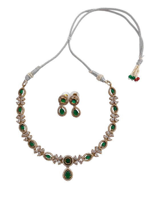 Victorian necklace set with green stones