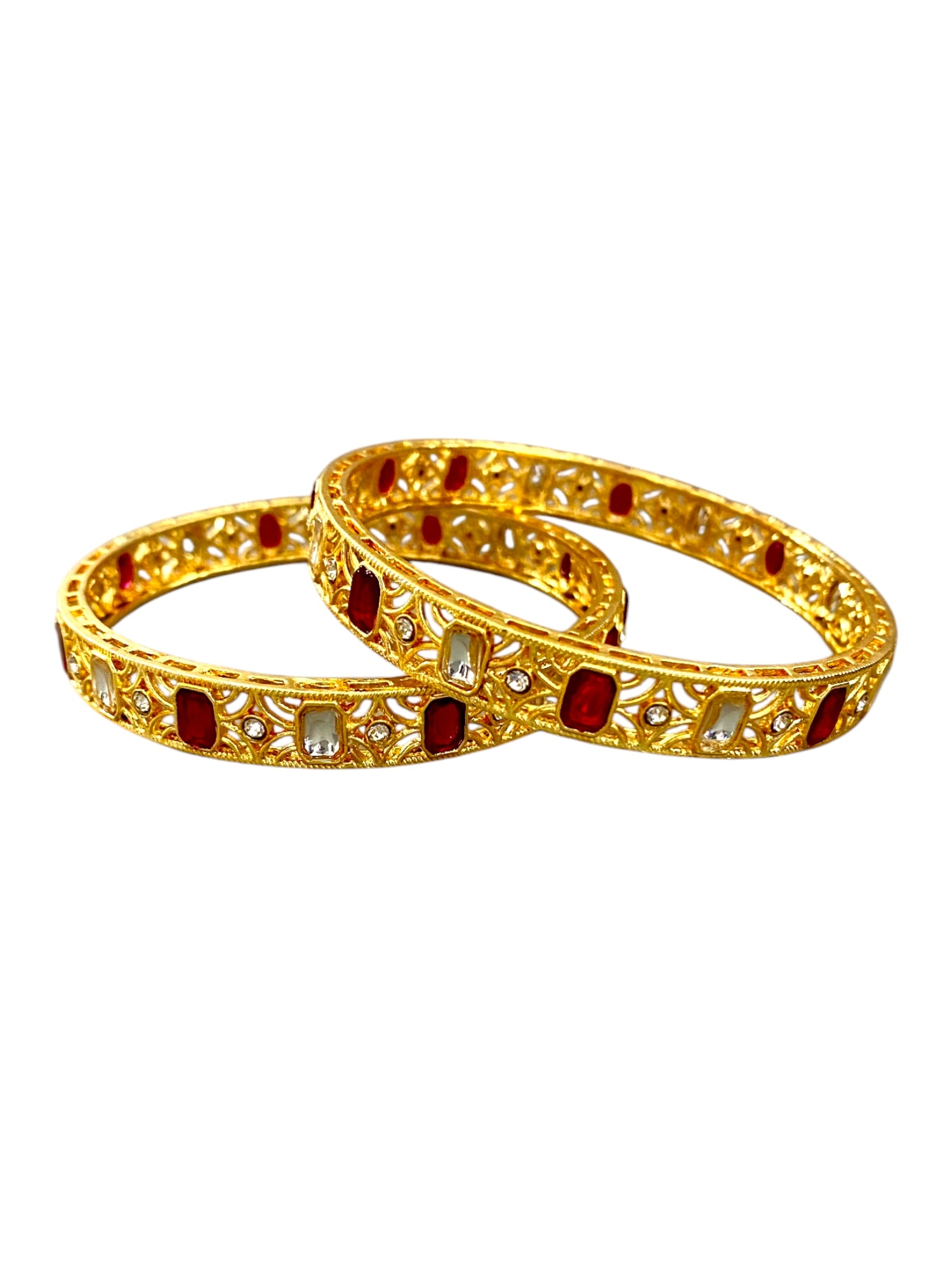 kundan bangles with red stones