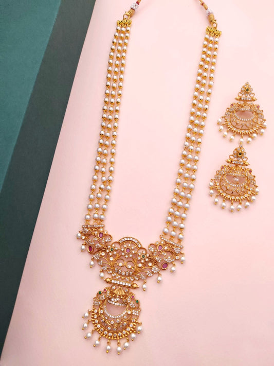 long pearl necklace jewellery set for women