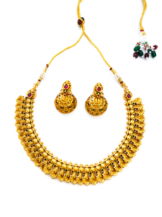 Gold-plated kerala jewellery necklace set