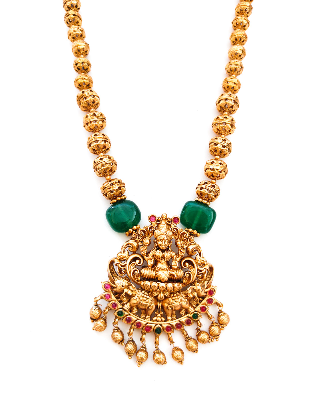 Goddess Lakshmi pendant antique gold-plated necklace set with earrings for women