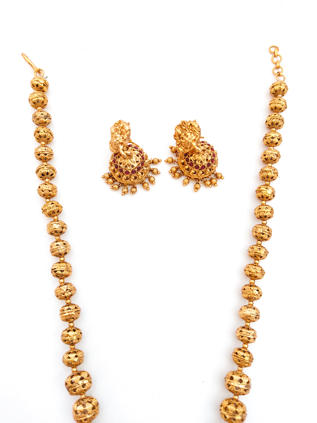 Goddess Lakshmi pendant antique gold-plated necklace set with earrings for women