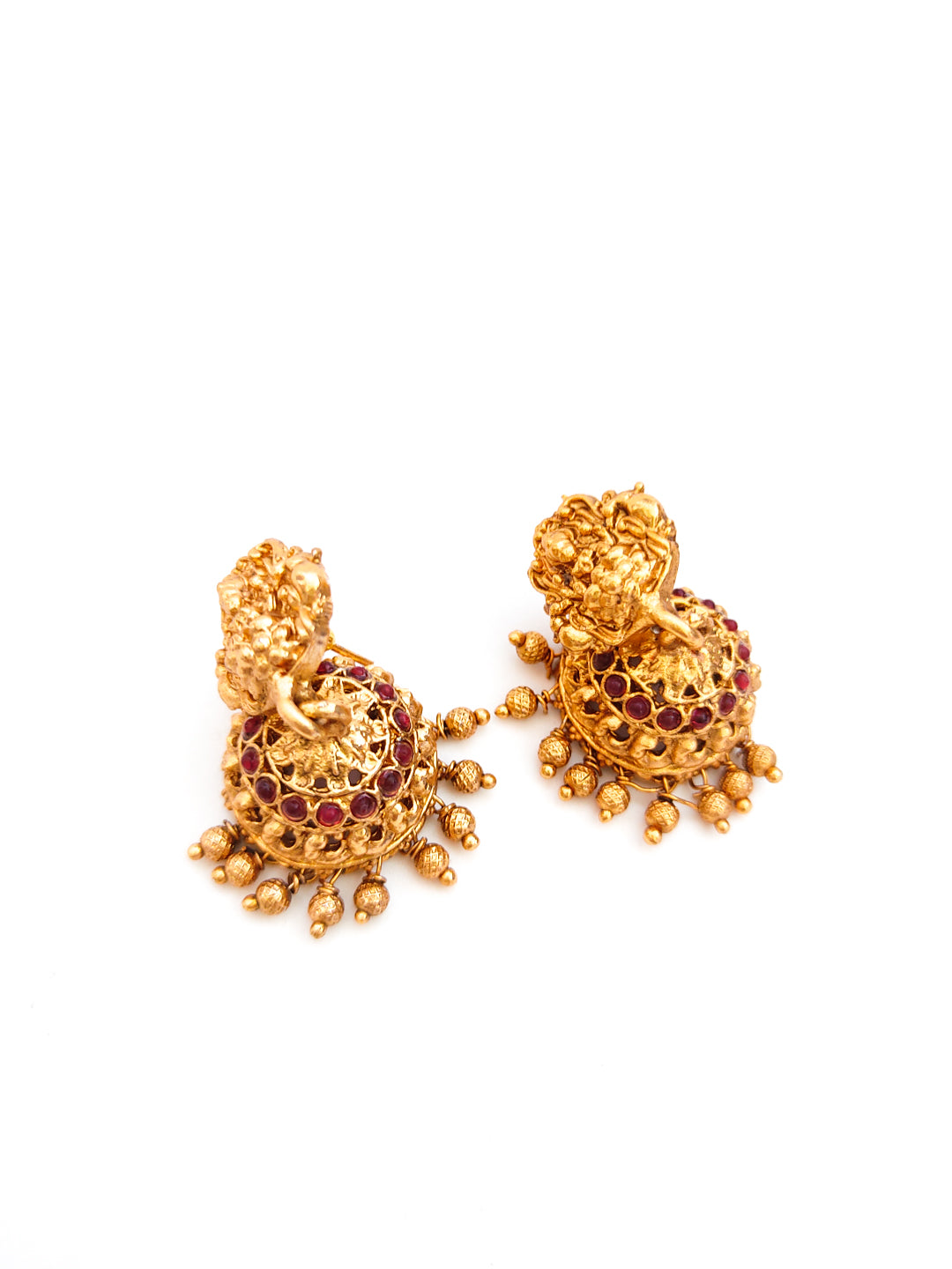 Goddess Lakshmi pendant antique gold-plated necklace set with earrings for women