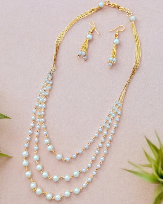 layered pearl necklace set for women