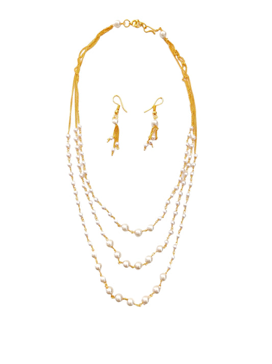 layered pearl necklace set for women