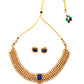 Gold-plated necklace with dark blue navy stone online for women