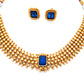 Gold-plated necklace with dark blue navy stone online for women