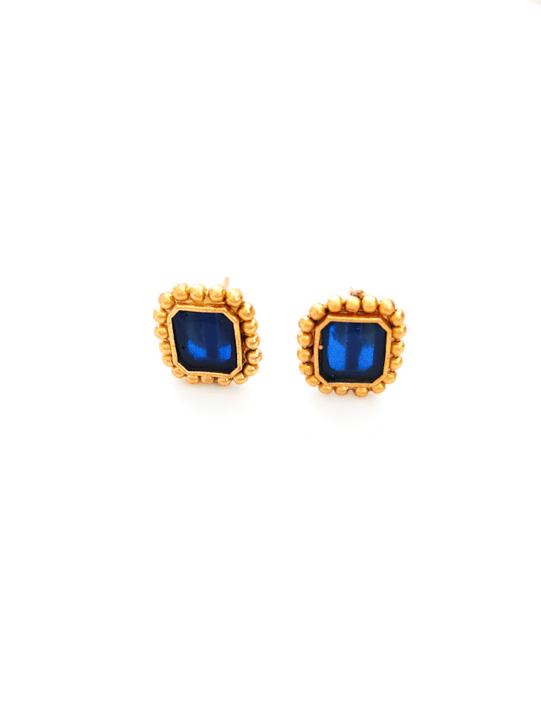 Gold-plated necklace with dark blue navy stone online for women