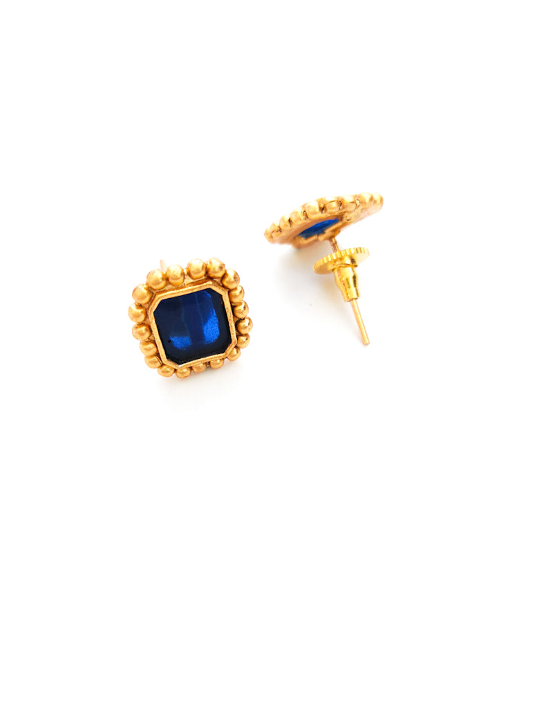 Gold-plated necklace with dark blue navy stone online for women
